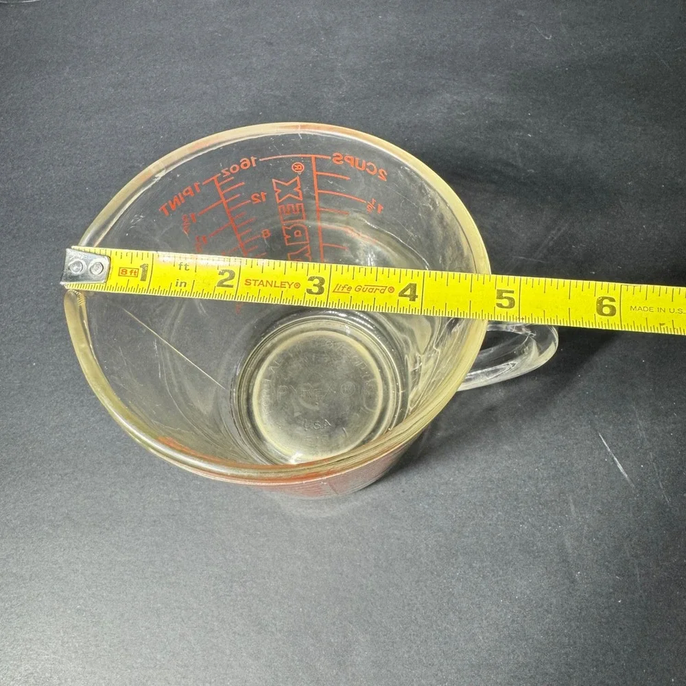 Vintage Pyrex‎ #516 2 Cup Measuring Glass Red Lettering 500ml 16oz Made in USA
